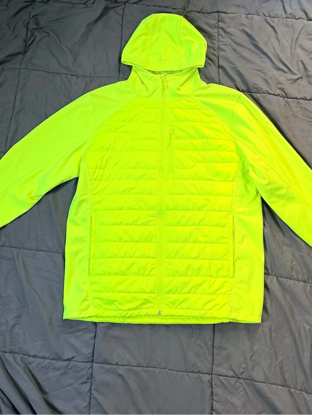 Under Armour Neon Yellow-Green Hooded Hybrid Jacket
